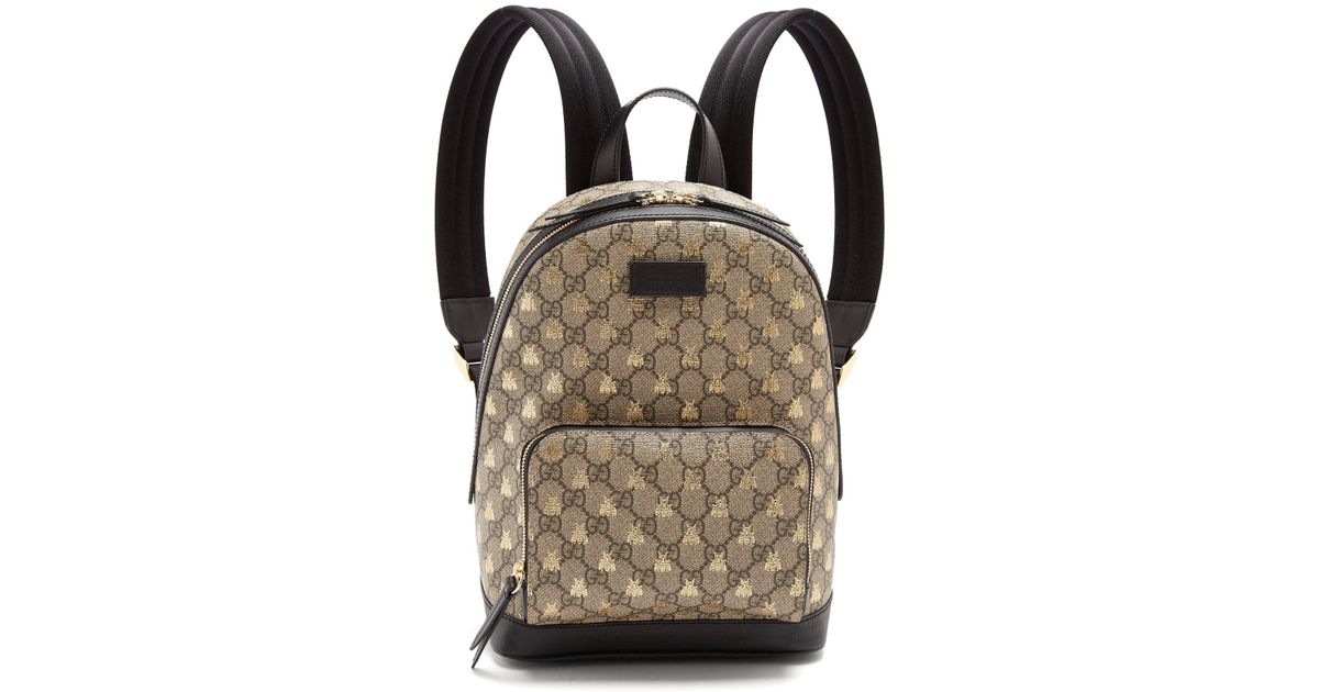 Gucci Gg Supreme Bee-print Backpack in Brown - Lyst