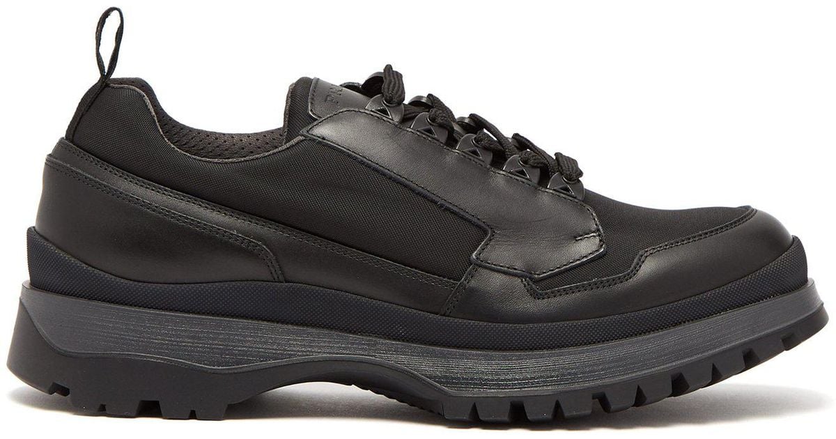 Prada Brixxen Leather Derby Shoes in Black for Men - Lyst
