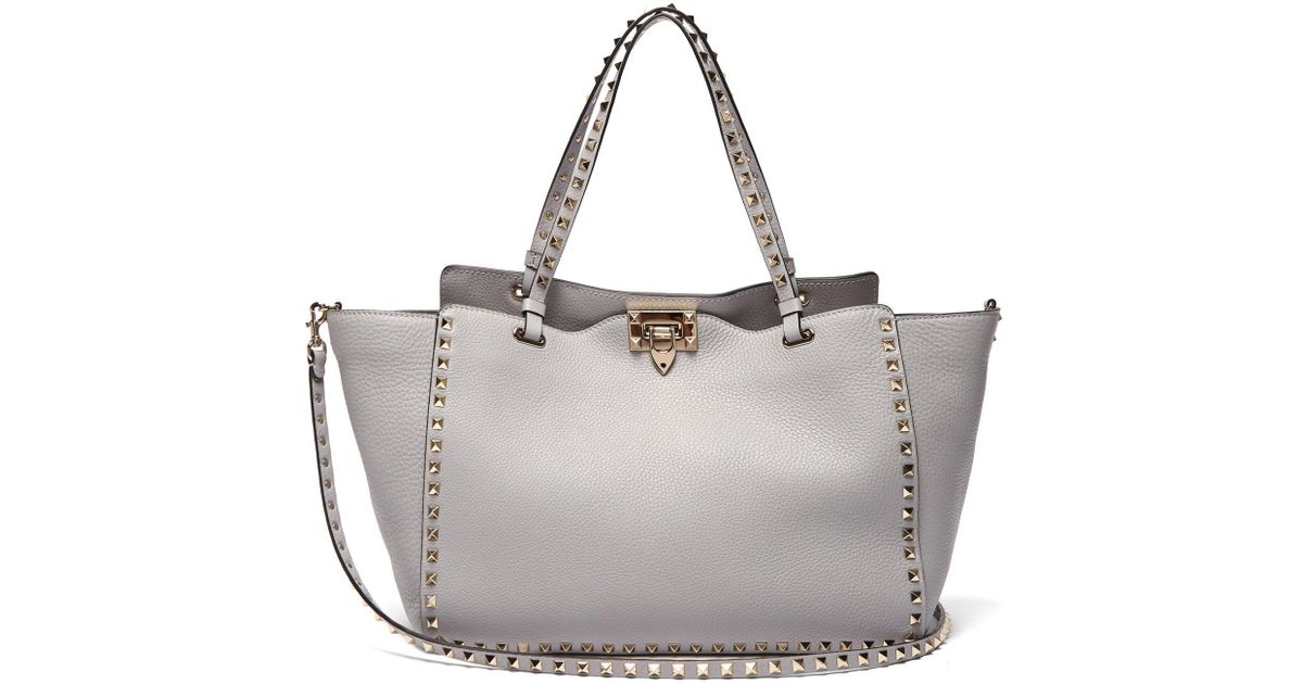 valentino rockstud tote grey