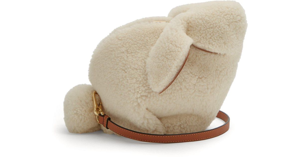 Loewe Leather Bunny Shearling Crossbody Bag in White Lyst Canada
