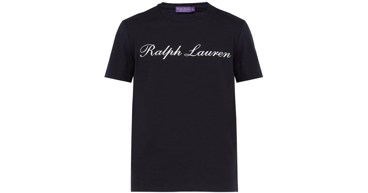 Ralph Lauren Purple Label Logo Print Cotton T Shirt in Navy (Blue 