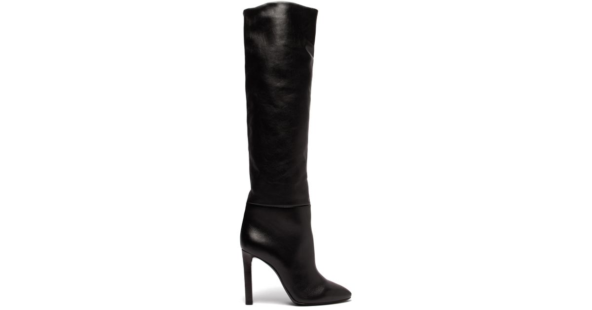 Saint Laurent Kate Knee High Leather Boots in Black | Lyst UK