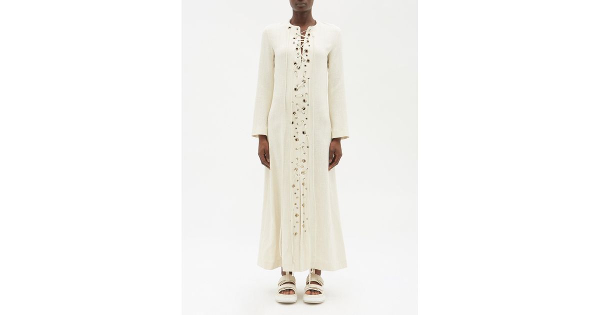 Chloé Eyelet-embellished Silk-blend Maxi Dress in Cream (Natural) | Lyst