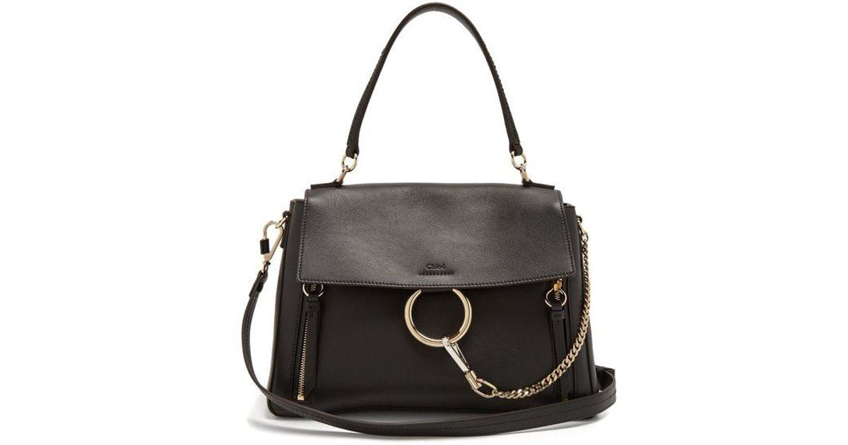 Chloé Faye Day Medium Leather Shoulder Bag in Black