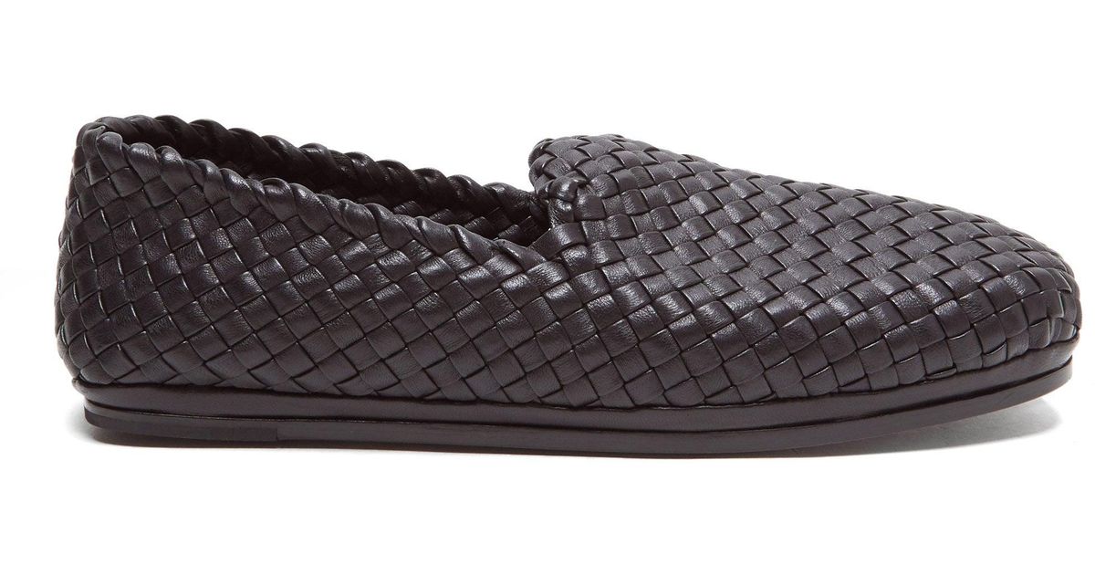 Bottega Veneta Intrecciato-leather Loafers in Black for Men - Lyst