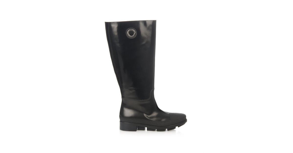 Balenciaga River Leather Rain Boots in Black | Lyst