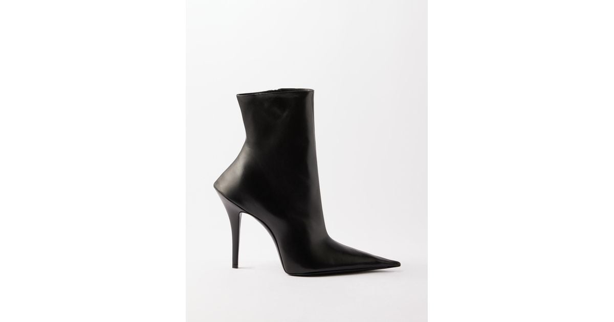 Balenciaga Witch 110 Leather Point-toe Boots in Black | Lyst