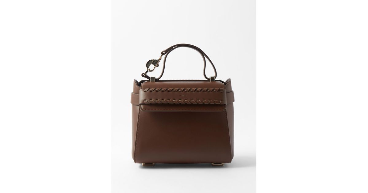Chloé Nacha Small Whipstitched Leather Handbag in Brown | Lyst Canada