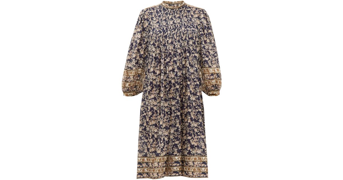 Étoile Isabel Marant Vanille Floral-print Pintuck Pleated Dress in Blue |  Lyst Canada