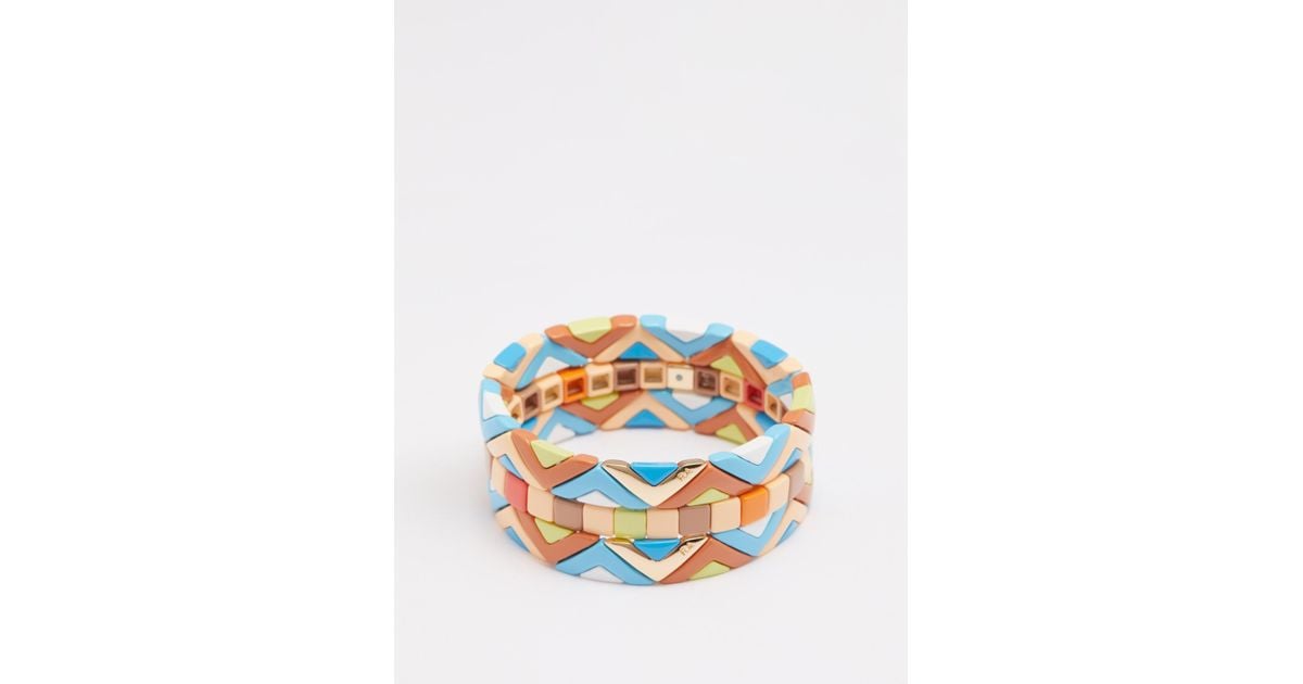 Roxanne Assoulin Puzzled Enamelled Bracelet Set in White | Lyst