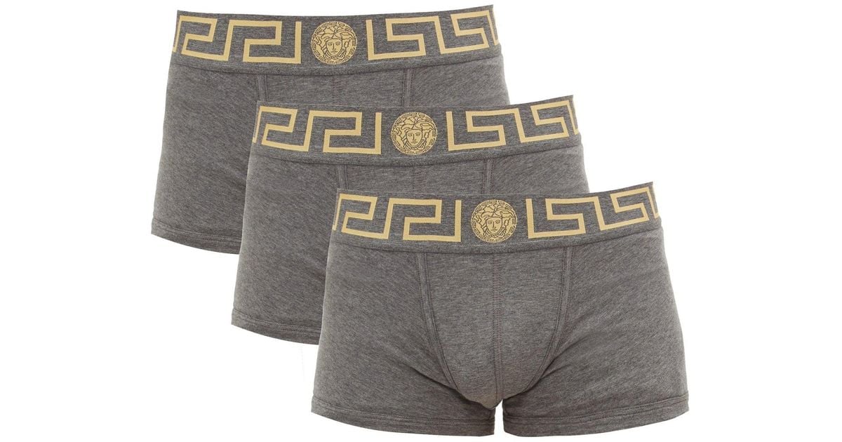 Versace Cotton Pack Of Three Logo Jacquard Boxer Briefs in Grey (Gray ...
