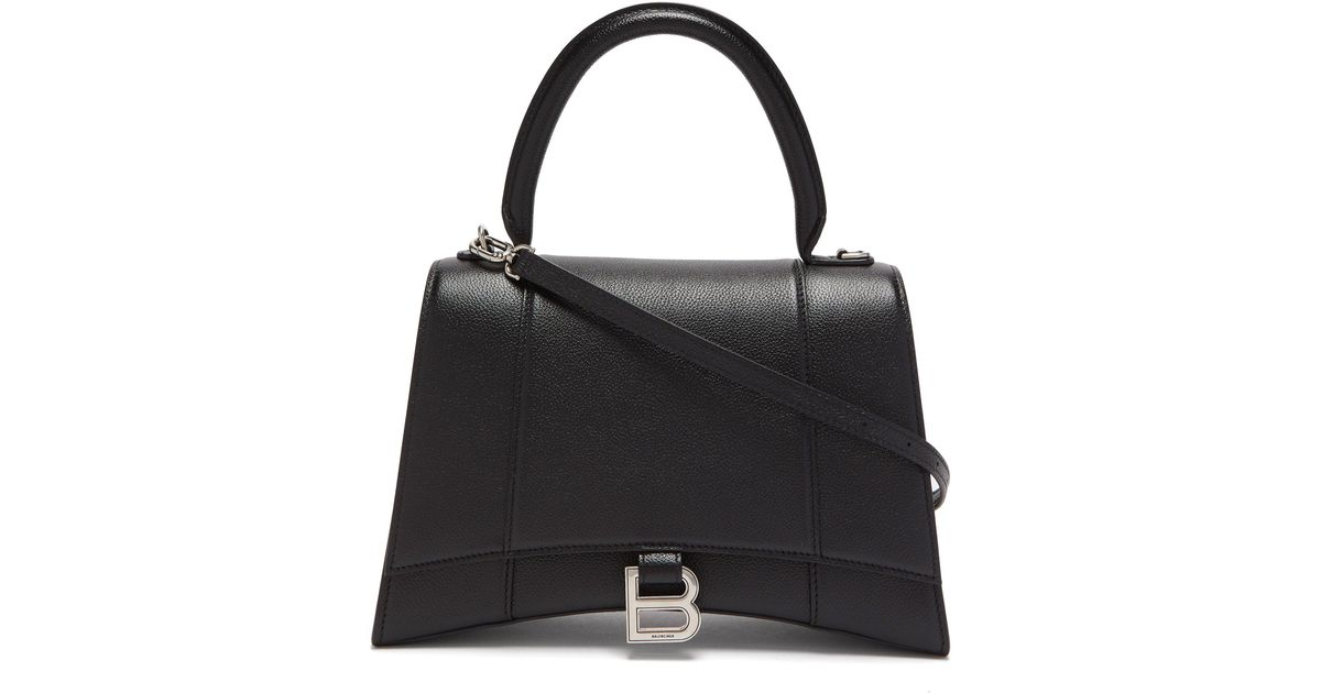 Balenciaga Hourglass Medium Leather Shoulder Bag in Black - Lyst