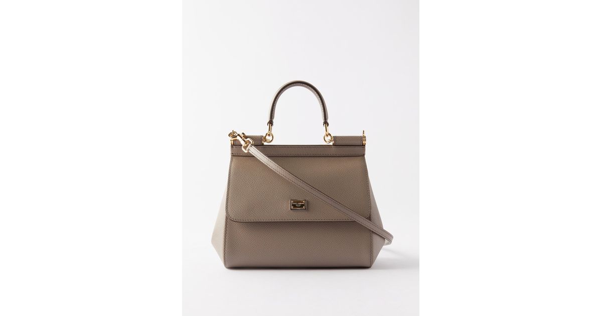Dolce & Gabbana Sicily Small Grained-leather Handbag in Natural