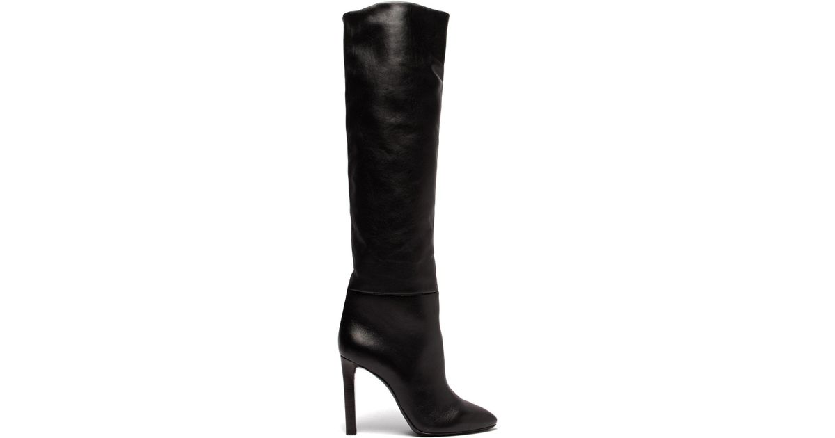 Saint Laurent Kate Knee High Leather Boots in Black | Lyst