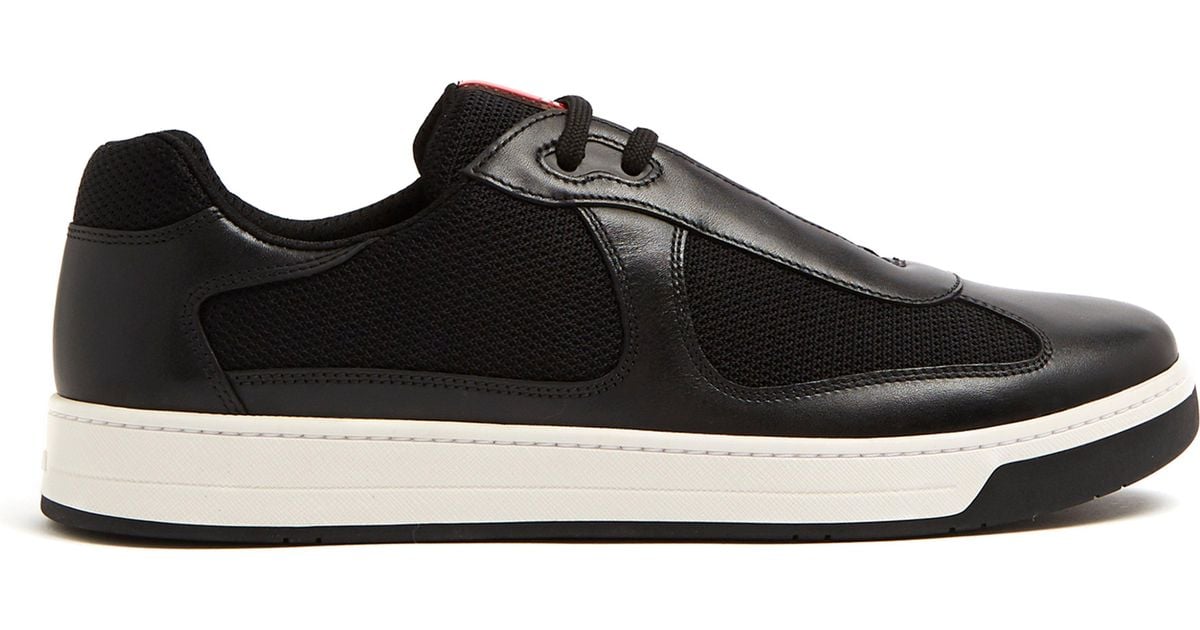 Prada Leather Nevada Bike Low Top Trainers in Black for Men - Lyst