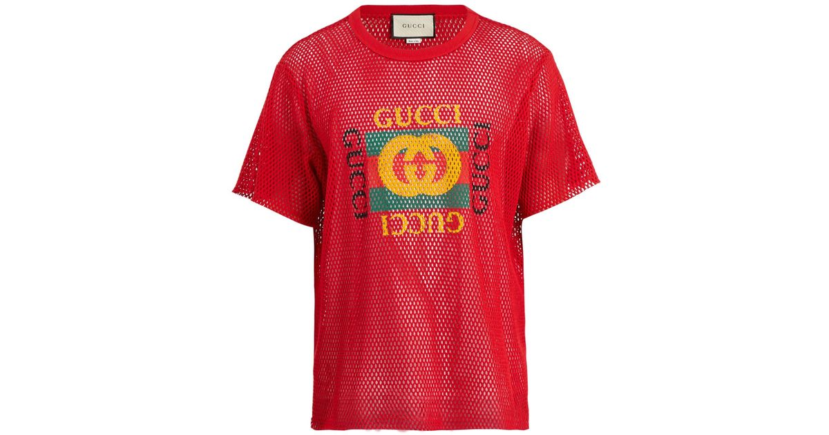 Gucci Logo-print Cotton-blend Mesh T 