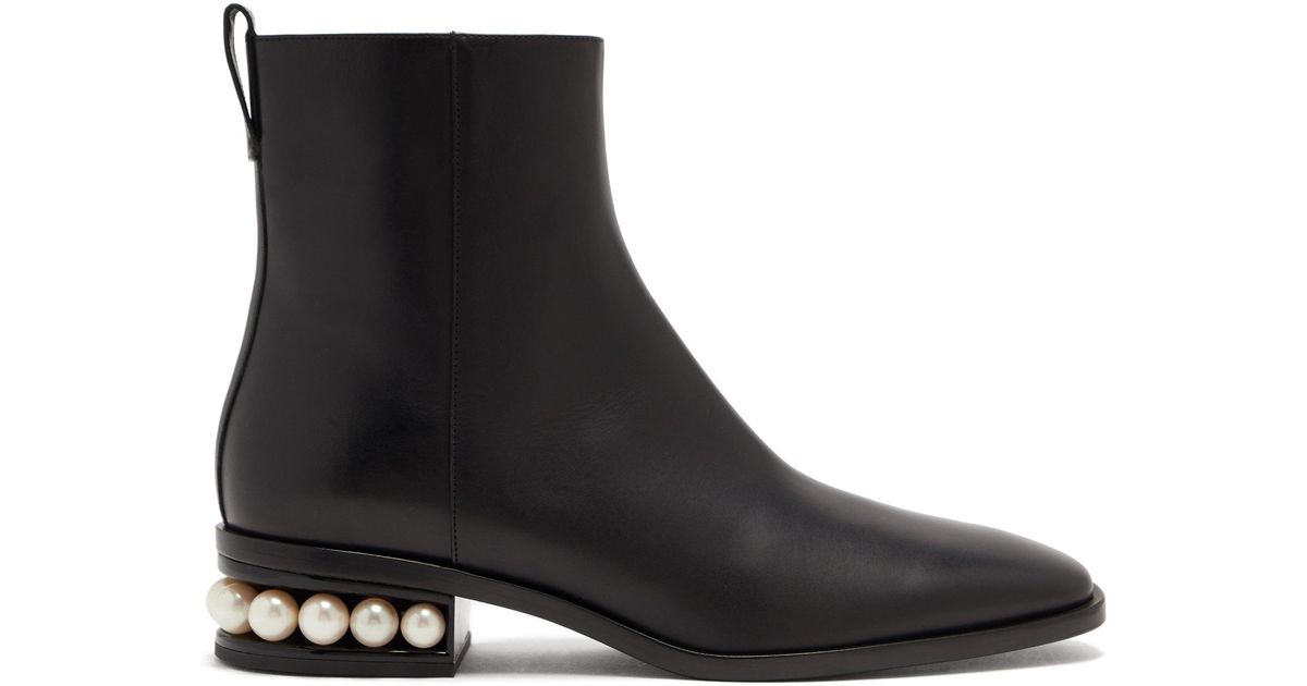 ankle boots with pearl heel