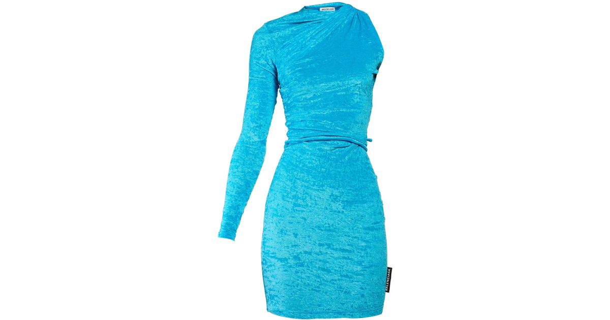 balenciaga blue velvet dress
