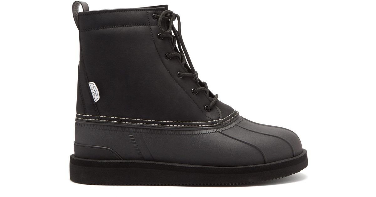 Suicoke Alal-wpab Faux-leather And Rubber Boots in Black for Men - Lyst