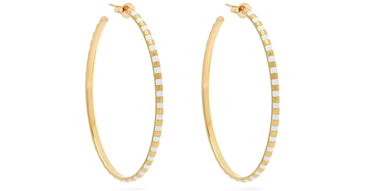 Marc Alary Metallic 18kt Gold And White Enamel Hoop Earrings Marc Alary Metallic 18kt Gold And White Enamel Hoop Earrings
