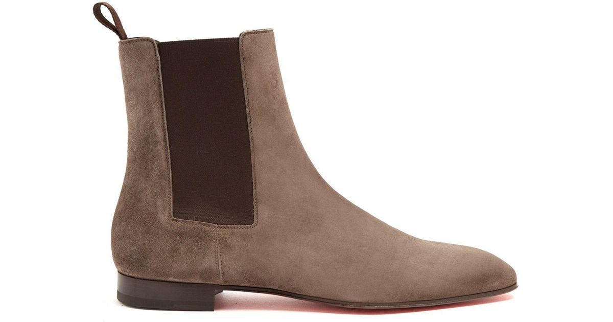 christian louboutin grey suede boots