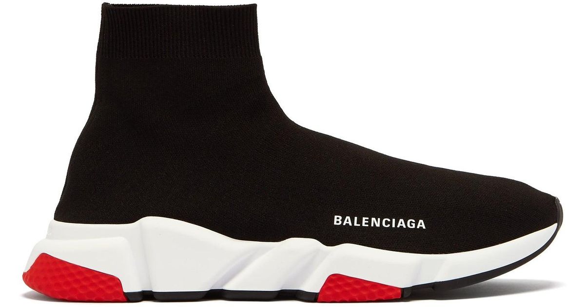 Balenciaga Leather Speed Trainers in Black/Red (Black) for Men - Lyst