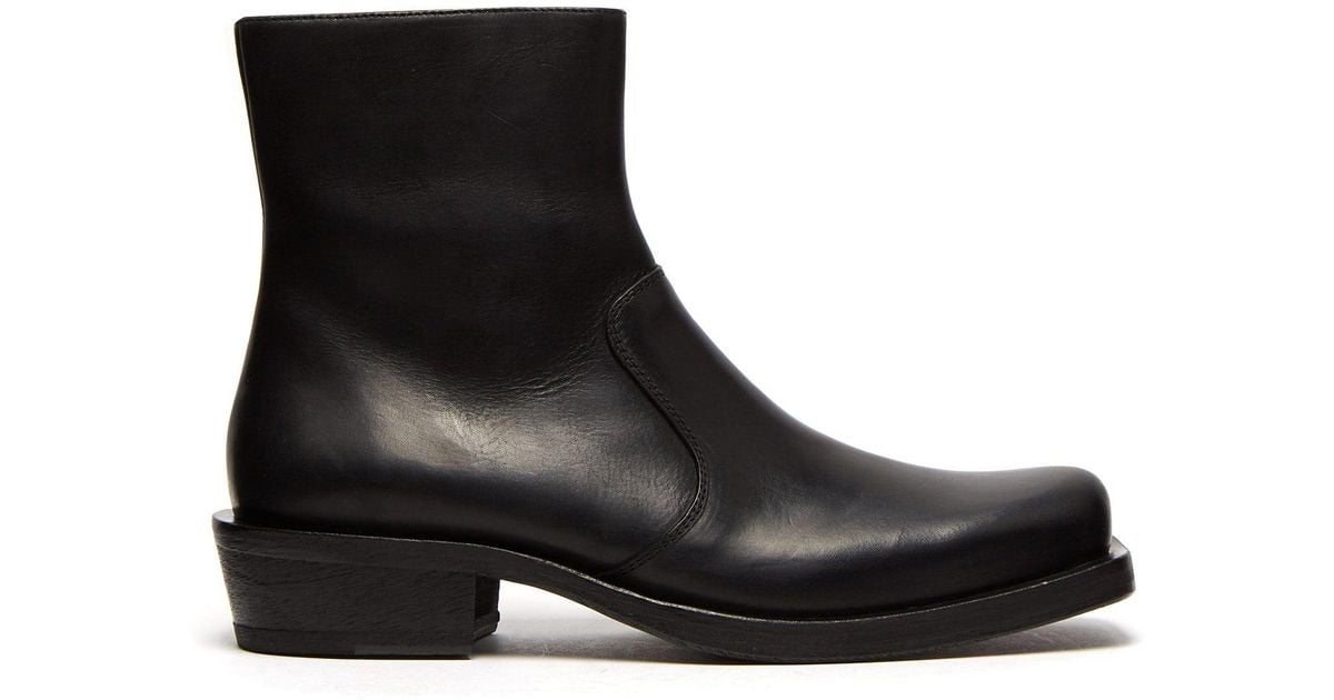 Acne Studios Square-toe Leather Ankle Boots in Black for Men - Lyst