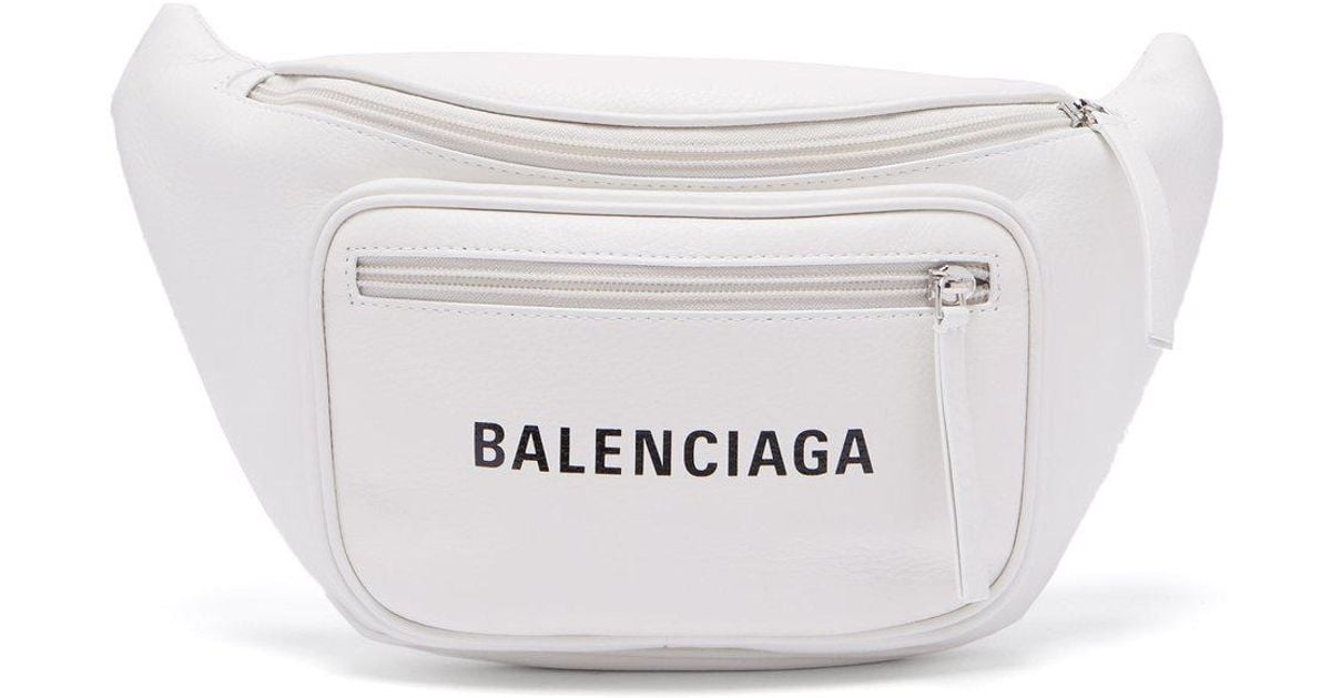 Balenciaga Everyday Leather Belt Bag in Black White (White) for 
