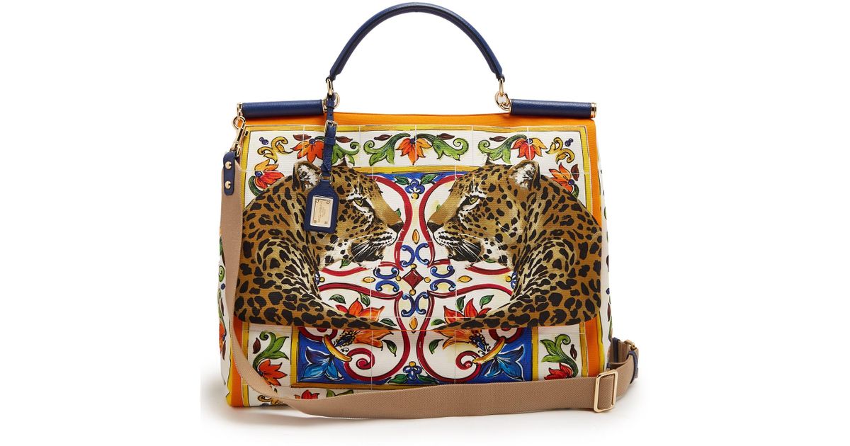 Dolce & Gabbana Sicily Medium Majolica-print Canvas Bag | Lyst