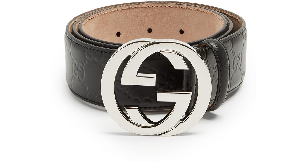 leather belt with gg buckle