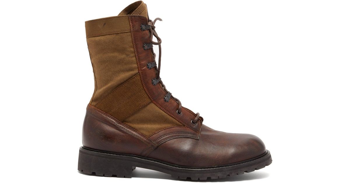 Belstaff Trooper Leather And Canvas Boots in Brown for Men | Lyst
