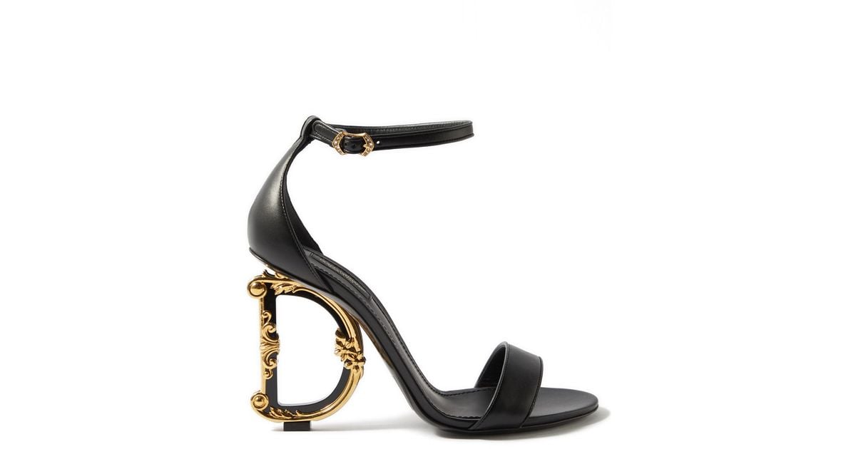 Dolce & Gabbana Dg-heel Leather Sandals in Black - Lyst