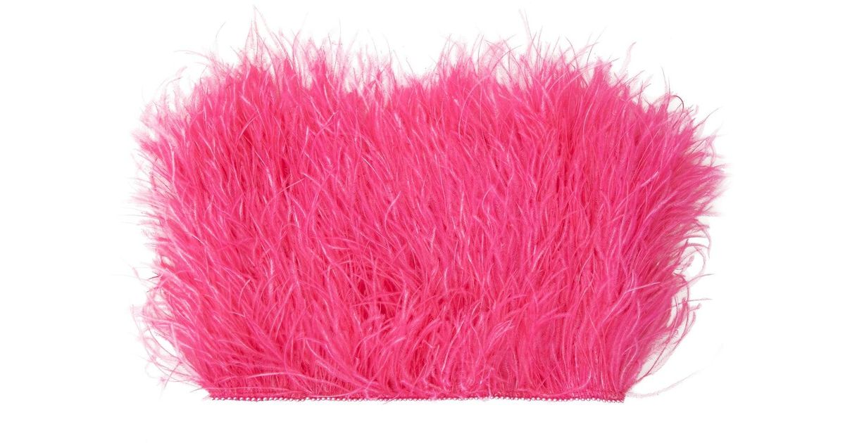 The Attico Faux Pearl-trimmed Ostrich Feather Top in Pink | Lyst