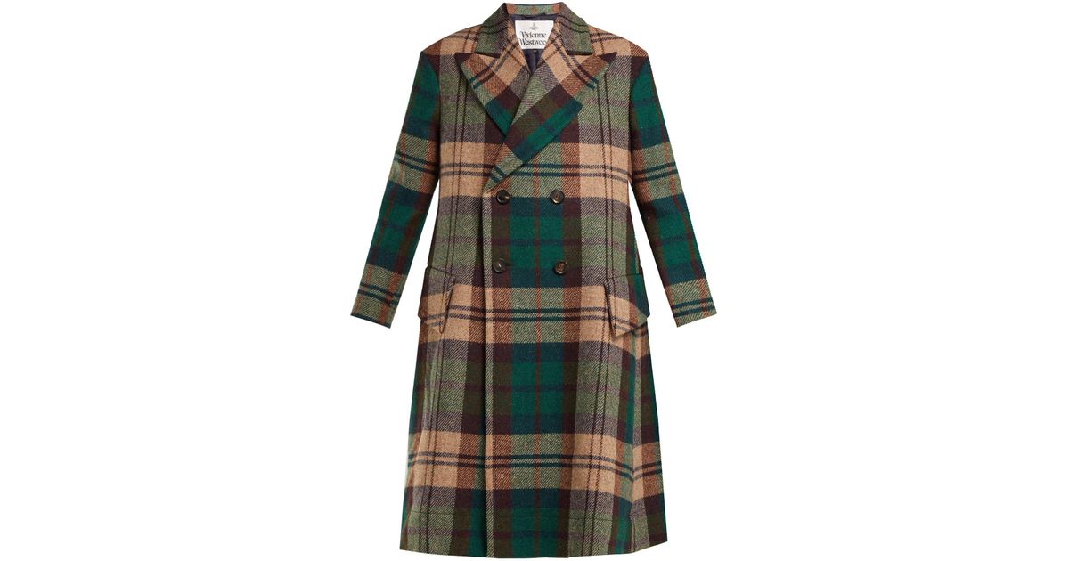 Vivienne Westwood Princess Hecked Harris Tweed Coat in Green | Lyst