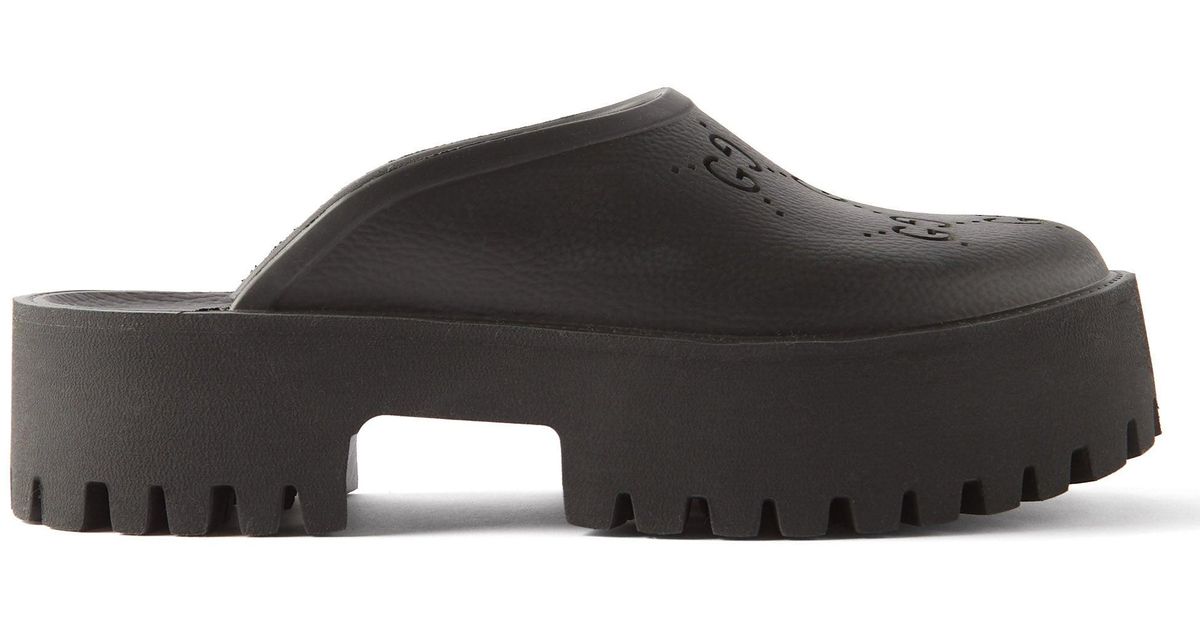 Gucci GG-perforated Rubber Clogs in Black - Lyst