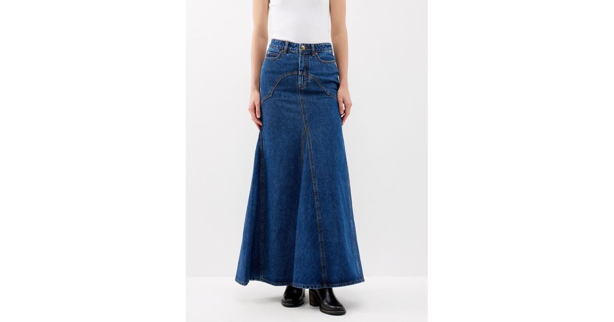 Zimmermann Luminosity Denim Maxi Skirt in Blue Lyst