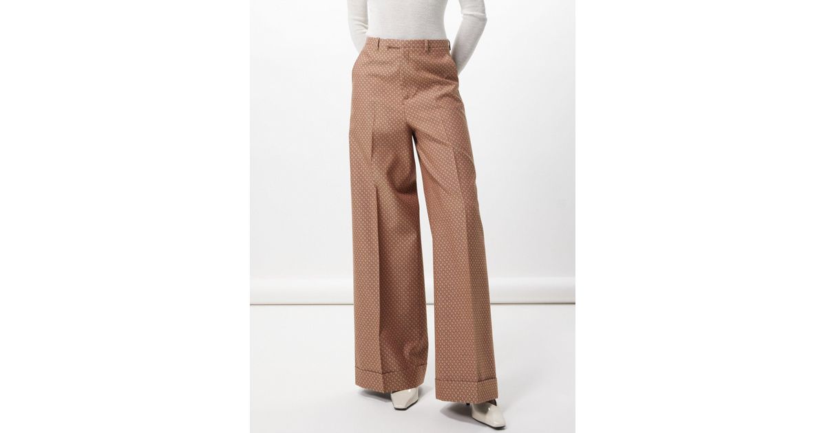 GUCCI Linen and cotton-blend jacquard wide-leg pants