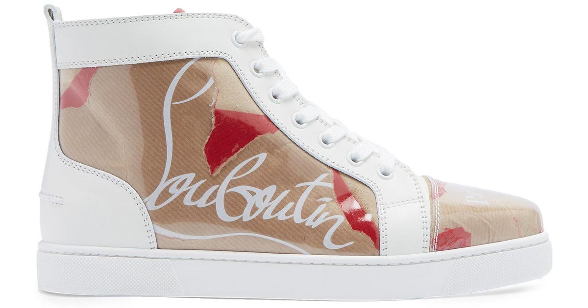 Christian Louboutin Louis Kraft Leather And Pvc High Top Trainers - Lyst