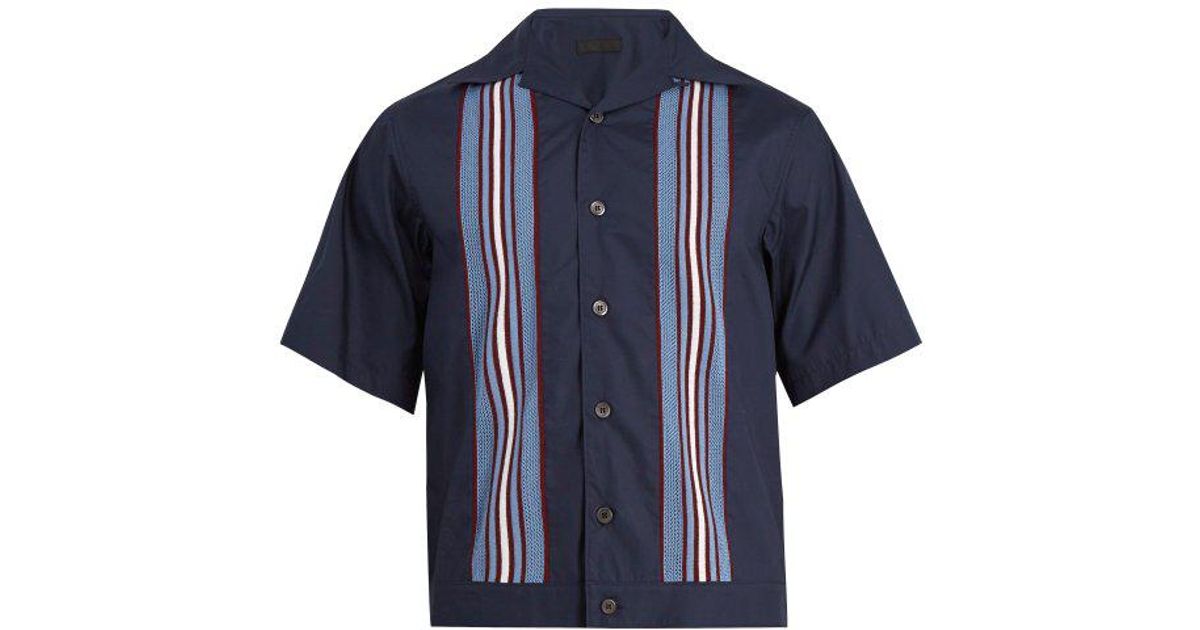 Prada Striped Cotton Bowling Shirt Multi-Colored