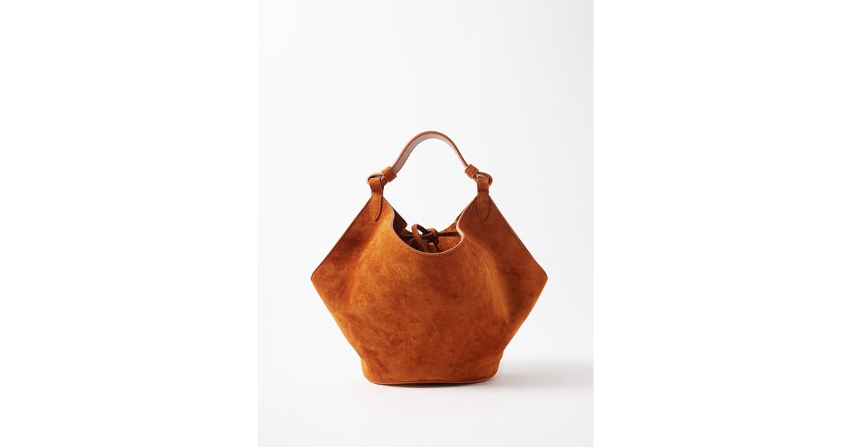 Khaite Lotus Mini Suede Tote Bag in Tan (Natural) Lyst Australia