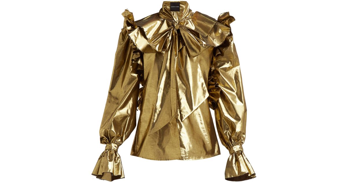 Harris Reed Pussy Bow Metallic Blouse - Lyst