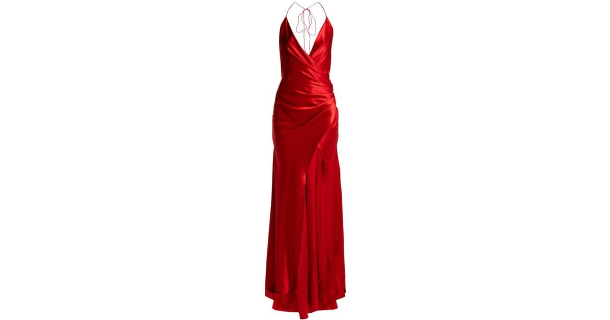 Adriana Iglesias Scarface Draped Silk Blend Dress in Red | Lyst