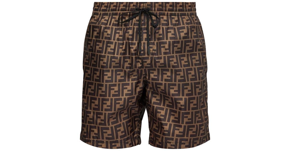 Fendi Ff-printed Swim Shorts in Brown for Men - Save 33% - Lyst