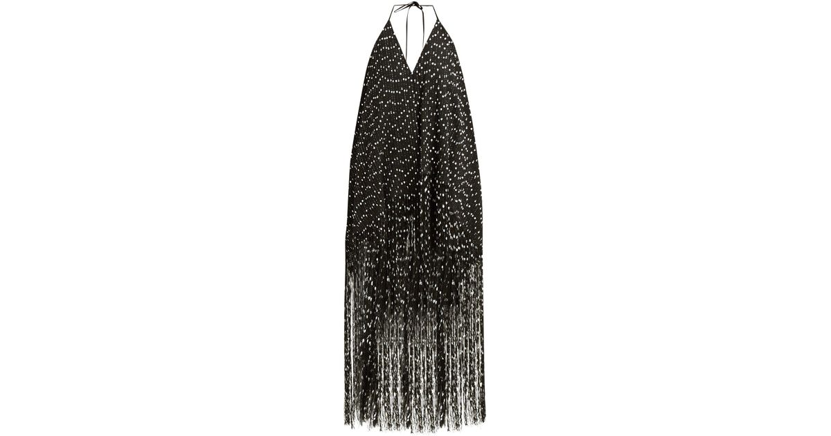 Jacquemus Riviera Fringed Polka Dot Mini Dress in Black | Lyst
