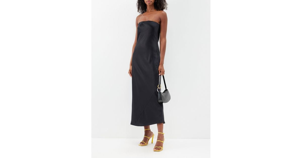 Black Joana strapless bias-cut silk-satin dress