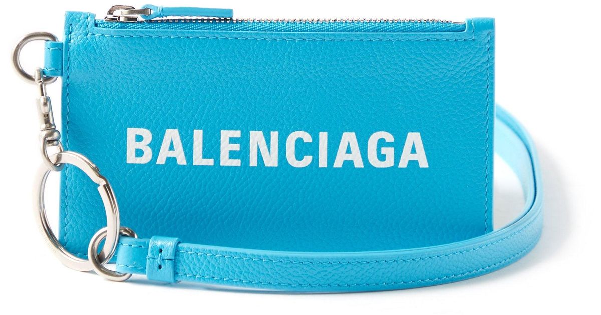 Balenciaga Cash Logo-print Leather Lanyard Cardholder in Blue for Men ...