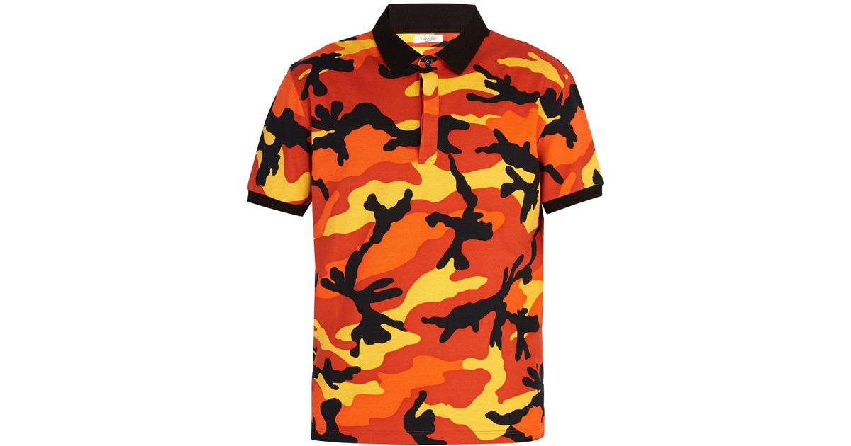 orange camo polo shirt