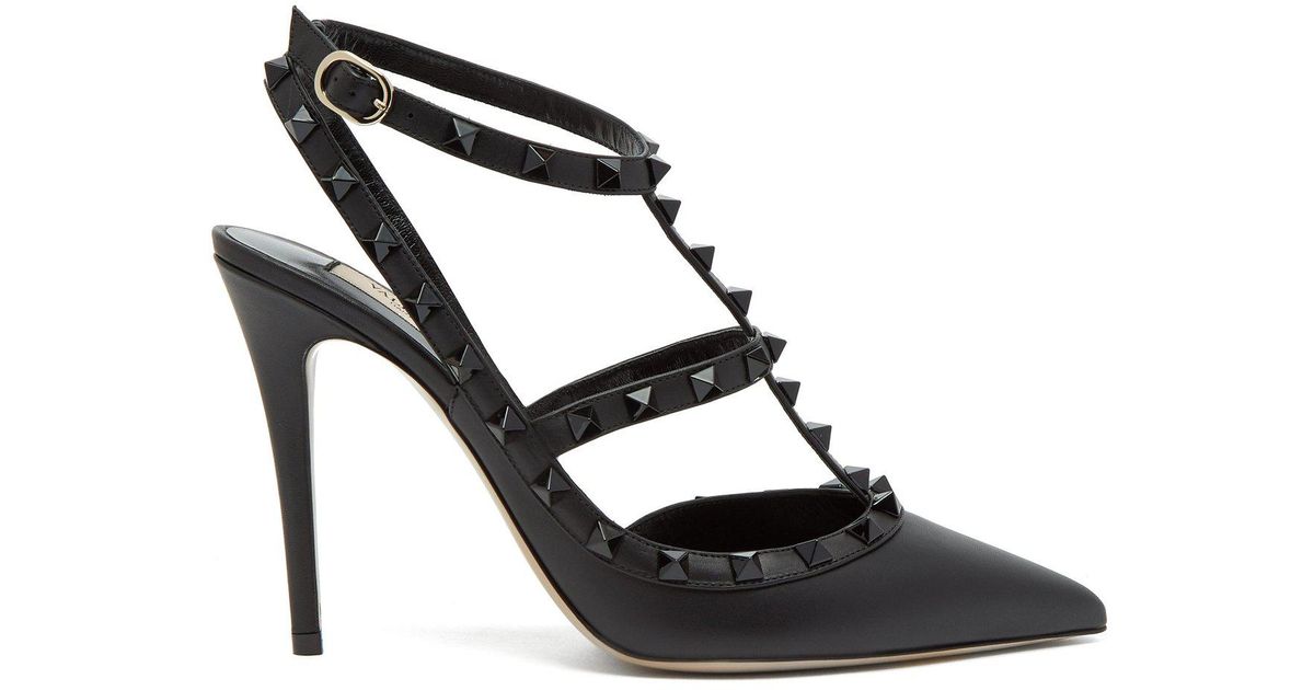 rockstud ankle strap pump with tonal studs 100 mm