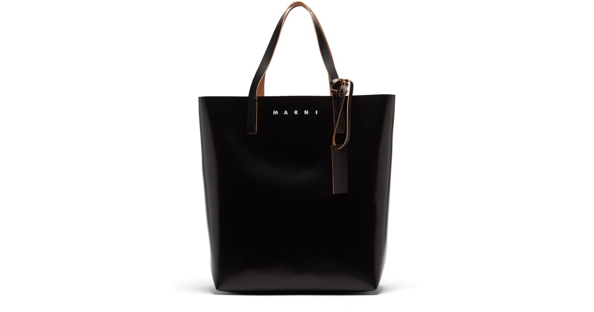 Marni Leather Tribeca Logo-print Pvc Tote Bag in Black for Men | Lyst