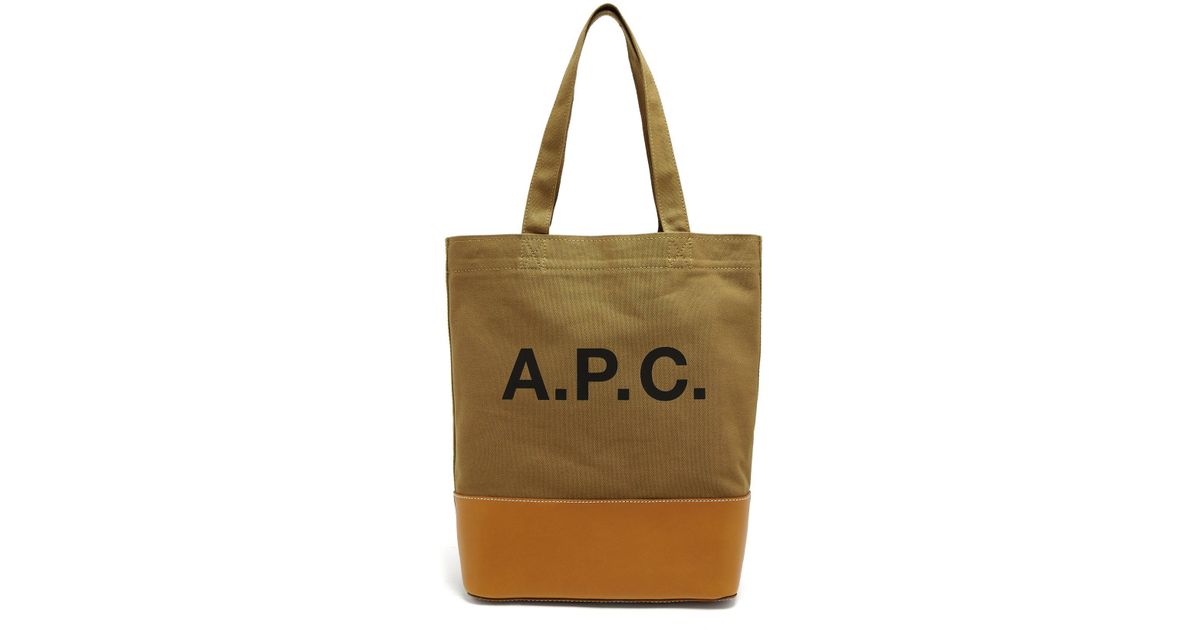 A.P.C. Contrast Panel Logo Print Canvas Tote Bag for Men | Lyst